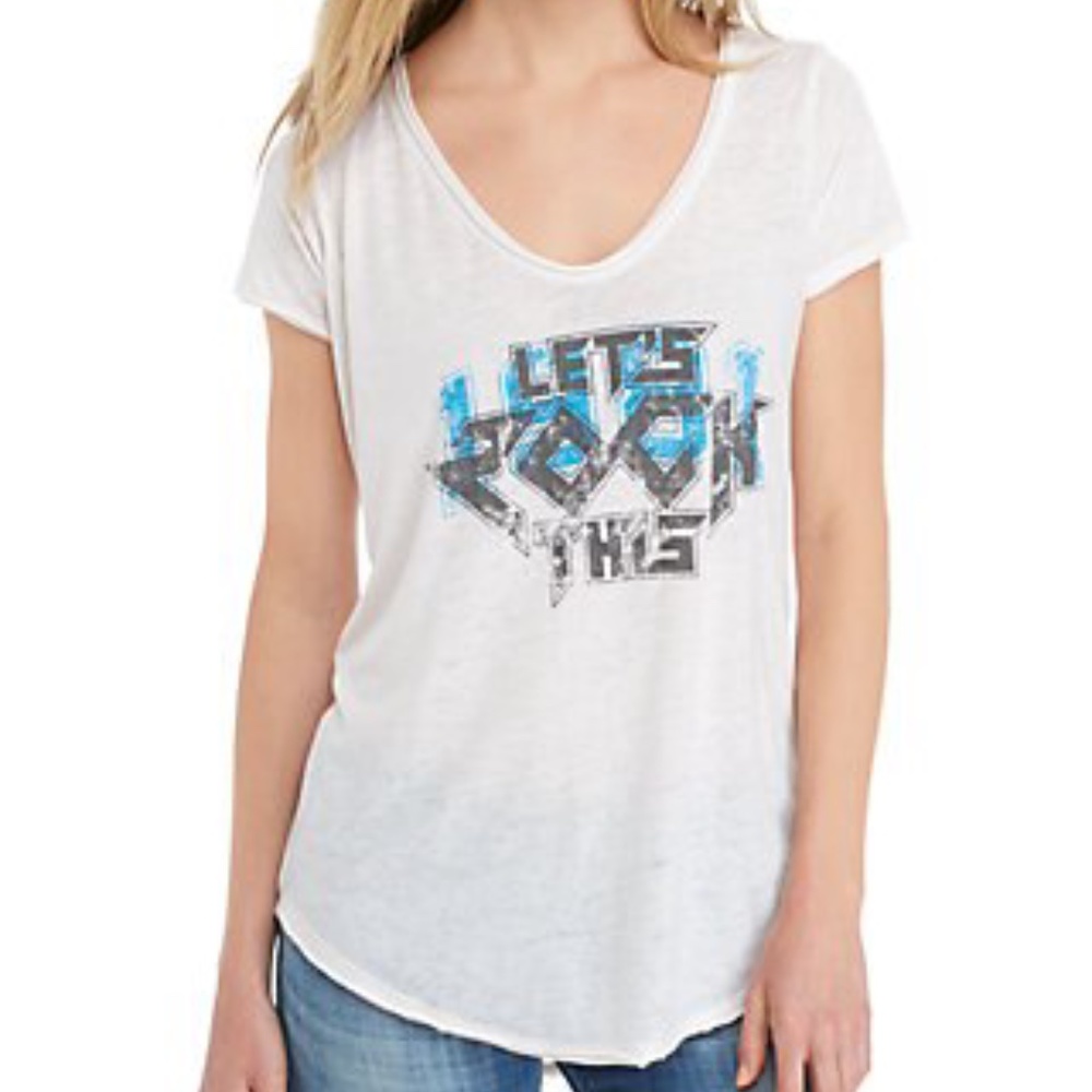 NEW Band Graphic Tee Burnout Soft Knit Top XL